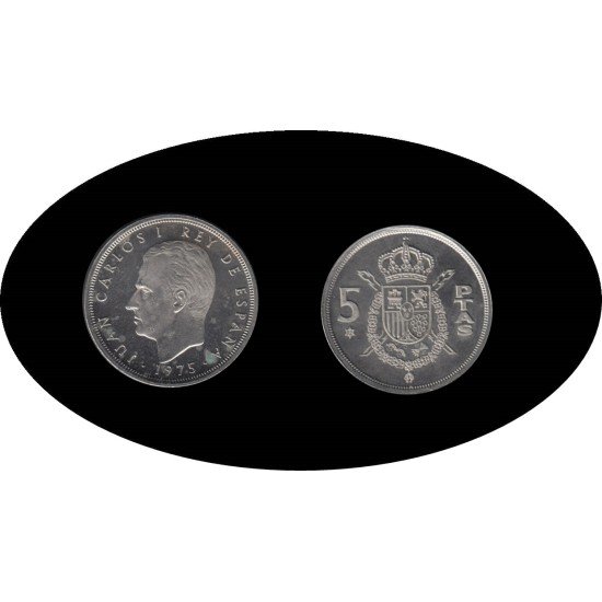 España Juan Carlos 5 Pesetas JC 1975 *(19-77)