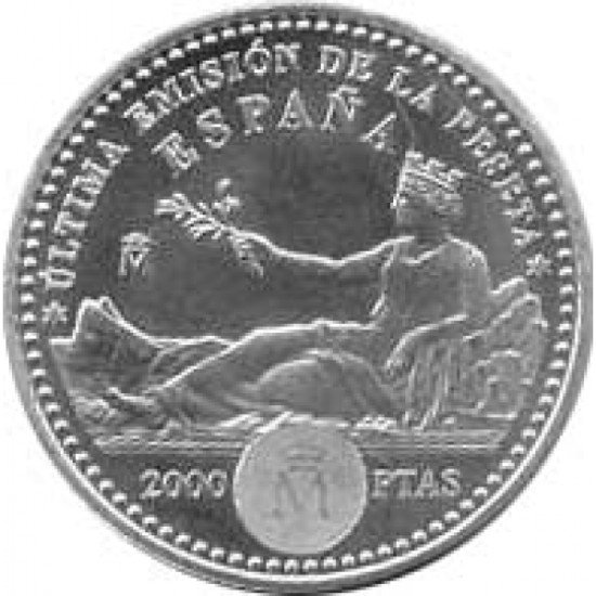 España Juan Carlos 2000 Pesetas 2001 de plata Última Emisión España Juan Carlos 2000 Pesetas 2001 de plata Última Emisión