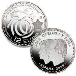 España Spain 2009 12 euros  X Aniv. de la Unión Económica y Monetaria Plata Ag