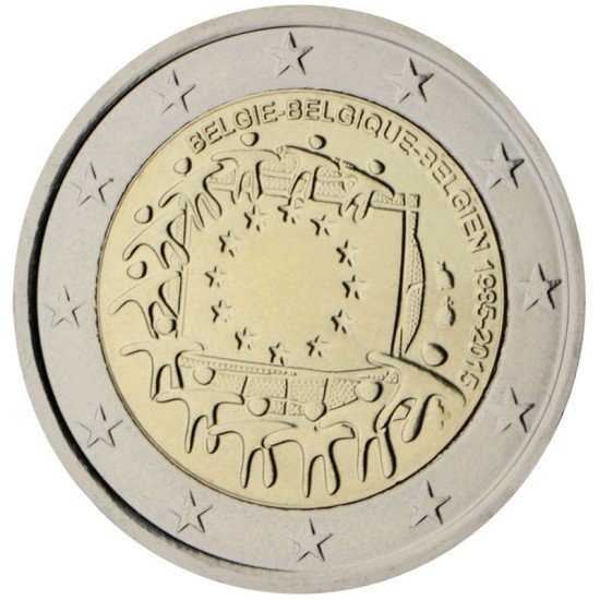 Bélgica 2015 2 € euros conmemorativos XXX Aniversario bandera Bélgica 2015 2 € euros conmemorativos XXX Aniversario bandera