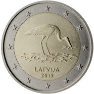 Letonia 2015 2 € euros conmemorativos Cigüeña negra 