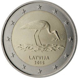 Letonia 2015 2 € euros conmemorativos Cigüeña negra 