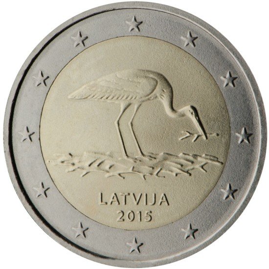 Letonia 2015 2 € euros conmemorativos Cigüeña negra 