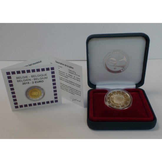 Bélgica Moneda 2 € conmemorativa - estuche - 2015 30º Aniv. Bandera europea Bélgica Moneda 2 € conmemorativa - estuche - 2015 30º Aniv. Bandera europea