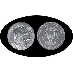Ruanda Rwanda 1 OZ onza 2016 Suricato Suricata 50 Francs Plata  Ag 
