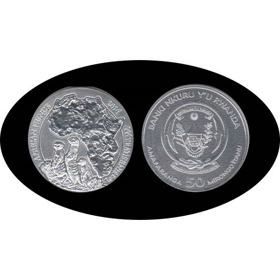 Ruanda Rwanda 1 OZ onza 2016 Suricato Suricata 50 Francs Plata Ag Ruanda Rwanda 1 OZ onza 2016 Suricato Suricata 50 Francs Plata Ag