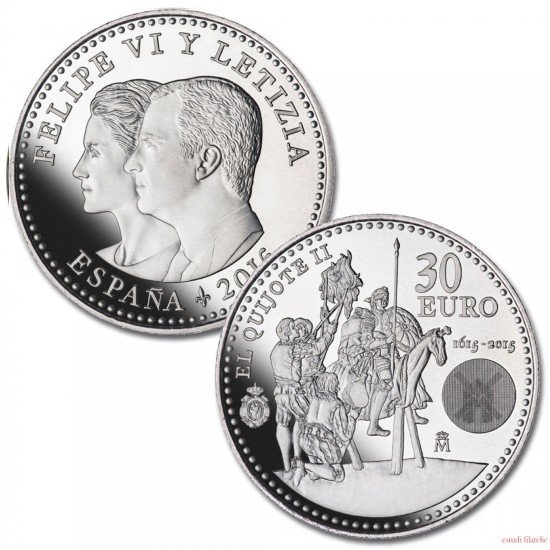 España 2015  30 Euros de plata 30€  IV Centenario de El Quijote 