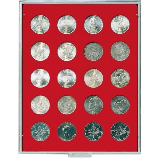 Lindner 2102 Bandeja 38 mm para monedas con 20 hoyos redondos