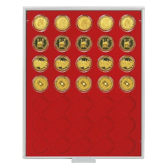 Lindner 2535 Bandeja 34 mm para monedas con 35 huecos redondos en cápsulas 