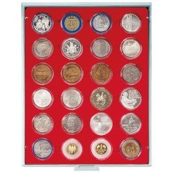 Lindner 2224 Bandeja 41 mm para monedas con 24 huecos redondos en cápsulas Lindner 2224 Bandeja 41 mm para monedas con 24 huecos redondos en cápsulas