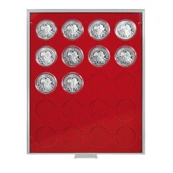 Lindner 2544 Bandeja 44 mm para monedas con 20 huecos redondos en cápsulas Lindner 2544 Bandeja 44 mm para monedas con 20 huecos redondos en cápsulas