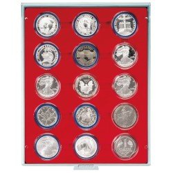 Lindner 2515 Bandeja 51 mm para monedas con  15 huecos redondos en cápsulas 