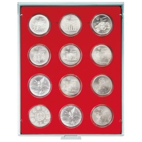 Lindner 2554 Bandeja 54 mm para monedas con 12 huecos redondos en cápsulas 