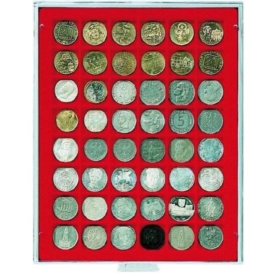 Lindner 2148 Bandeja 30 mm para monedas con 48 compartimentos cuadrados 