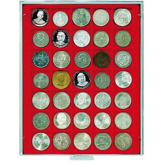 Lindner 2135 Bandeja 36 mm para monedas con 35 huecos cuadrados