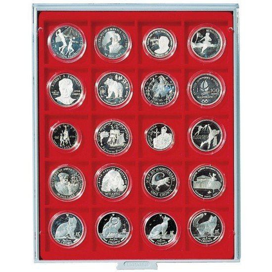 Lindner 2121 Bandeja 51 mm para monedas con 20 huecos cuadrados