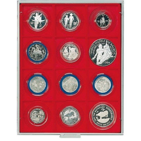 Lindner 2213 Bandeja 68 mm para monedas con 12 huecos cuadrados 
