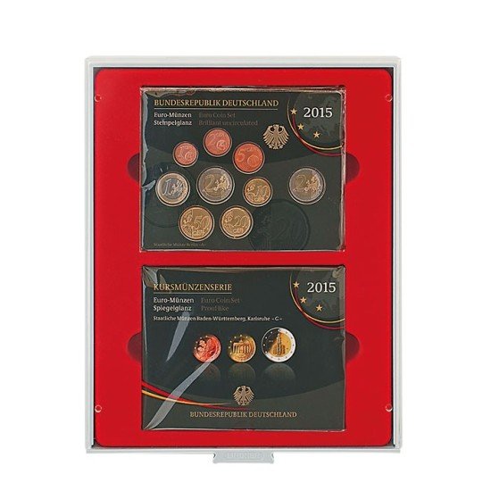 Lindner 2803 Bandeja doble 152 x 123 mm 2 monedas compartimentos rectangular 