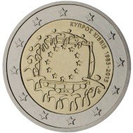 Chipre 2015 2 € euros conmemorativos XXX Aniversario bandera