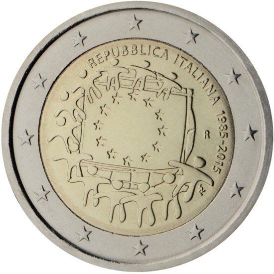 Italia 2015 2 € euros conmemorativos XXX Aniversario bandera Italia 2015 2 € euros conmemorativos XXX Aniversario bandera
