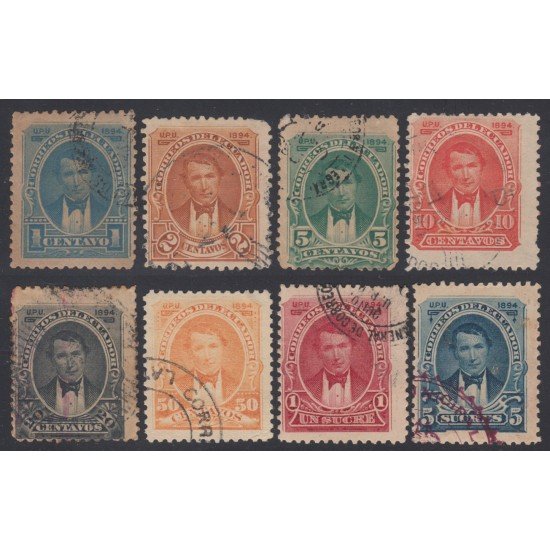Ecuador 30/37 1894 UPU Presidente Vicente Rocafuerte Usados Ecuador 30/37 1894 UPU Presidente Vicente Rocafuerte Usados
