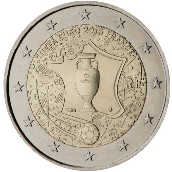 Francia 2016 2 € euros conmemorativos Eurocopa 2016 UEFA Fútbol Francia 2016 2 € euros conmemorativos Eurocopa 2016 UEFA Fútbol