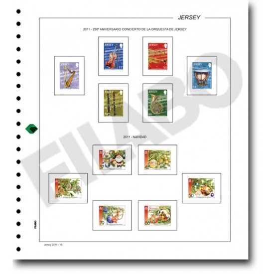 Filabo hojas álbum de sellos de Jersey 1975 registro montado con protectores Filabo hojas álbum de sellos de Jersey 1975 registro montado con protectores