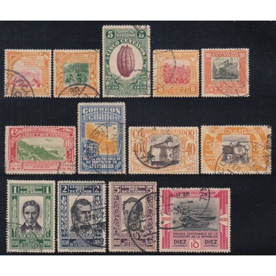 Ecuador 285/97 1930 Tabaco Tobacco cacao Sucre Bolivar Usados Ecuador 285/97 1930 Tabaco Tobacco cacao Sucre Bolivar Usados