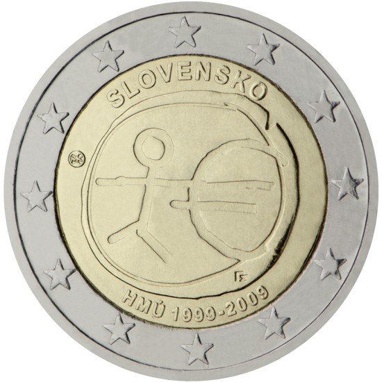 Eslovaquia  2009 2 € euros conmemorativos X Aniv. de EMU Unión Económica y Monetaria UEM