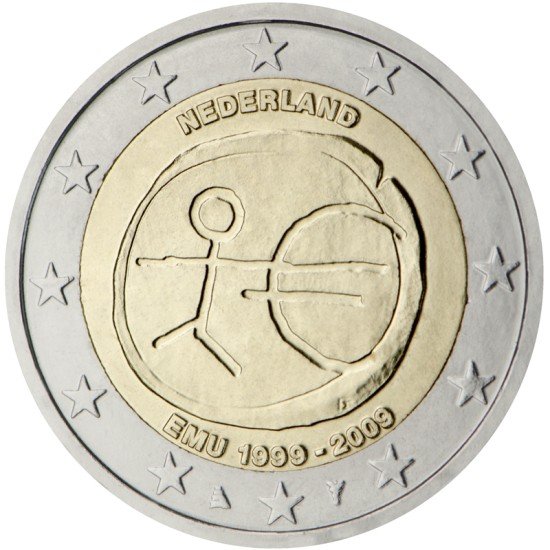 Holanda  2009 2 € euros conmemorativos X Aniv. de EMU Unión Económica y Monetaria UEM