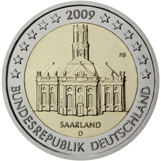 Alemania 2009 2 € euros conmemorativos Saarland  ( 5 monedas )