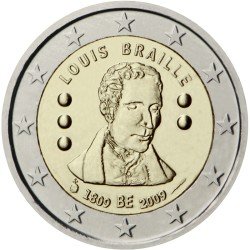 Bélgica 2009 2 € euros conmemorativos Segundo centenario del nacimiento de Louis Braille