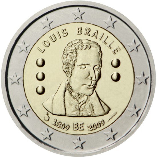Bélgica 2009 2 € euros conmemorativos Segundo centenario del nacimiento de Louis Braille