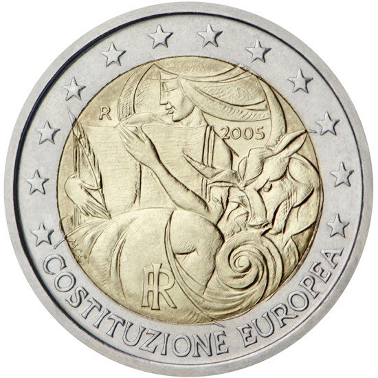 Italia 2005 2 € euros conmemorativos Av 1ª Constitución Europea