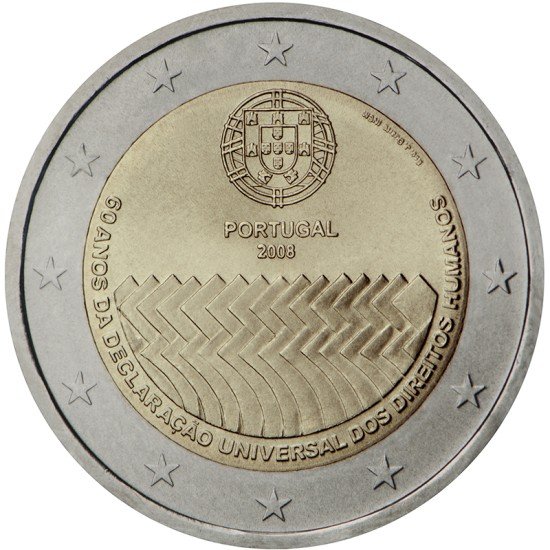 Portugal 2008 2 € euros conmemorativos 60º Av. Derechos Humanos Portugal 2008 2 € euros conmemorativos 60º Av. Derechos Humanos