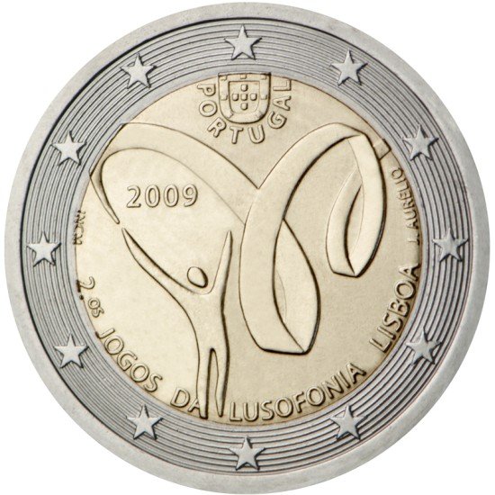 Portugal 2009 2 € euros conmemorativos Segundos Juegos de la Lusofonía Portugal 2009 2 € euros conmemorativos Segundos Juegos de la Lusofonía