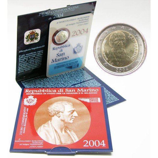 San Marino 2 euros conmemorativos 2004 Bartolomeo Borghesi Blister San Marino 2 euros conmemorativos 2004 Bartolomeo Borghesi Blister