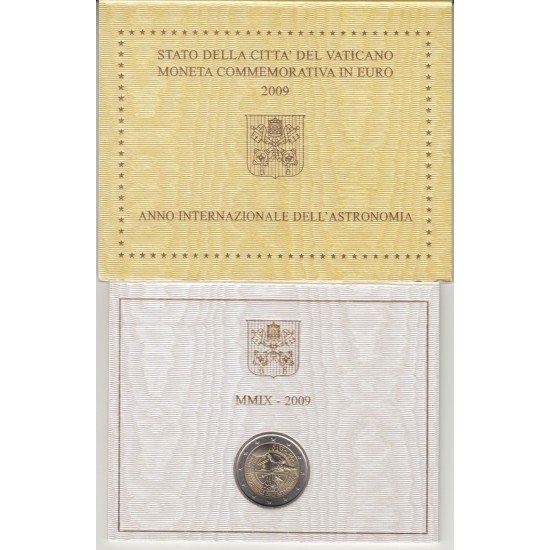Vaticano 2009 Cartera Oficial Moneda 2 € euros Conmemorativos Año Inter. Astronomía Vaticano 2009 Cartera Oficial Moneda 2 € euros Conmemorativos Año Inter. Astronomía