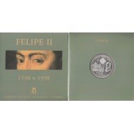 España  Spain  Cartera Oficial 1998 Moneda 2000 ptas Juan Carlos I FNMT Felipe II 