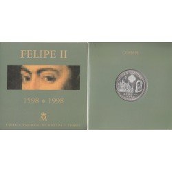 España  Spain  Cartera Oficial 1998 Moneda 2000 ptas Juan Carlos I FNMT Felipe II 
