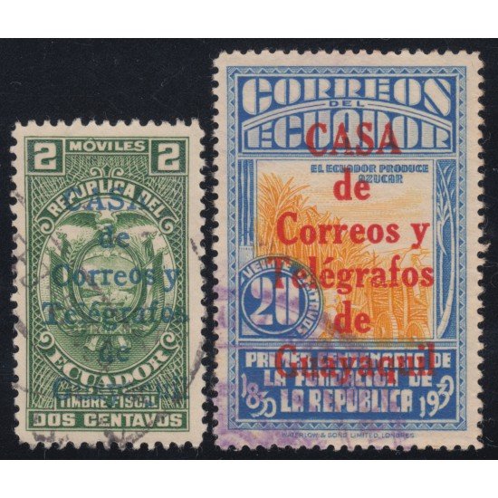 Ecuador 302/03 1934 Fiscales Casa Correos Guayaquil usados
