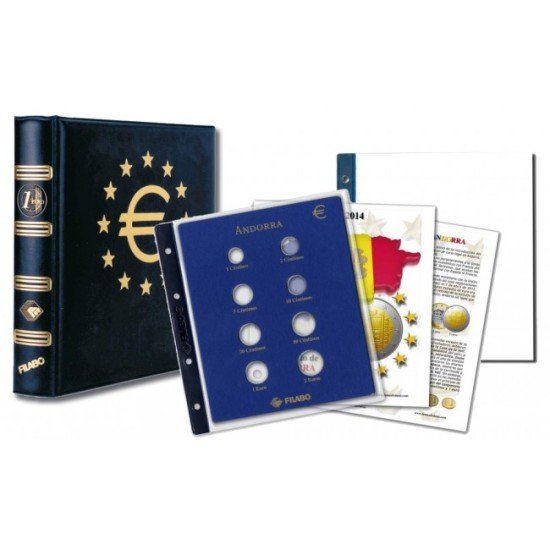 Álbum Monedas EURO ANDORRA SKAY con 4 hojas y cajetín Filabo