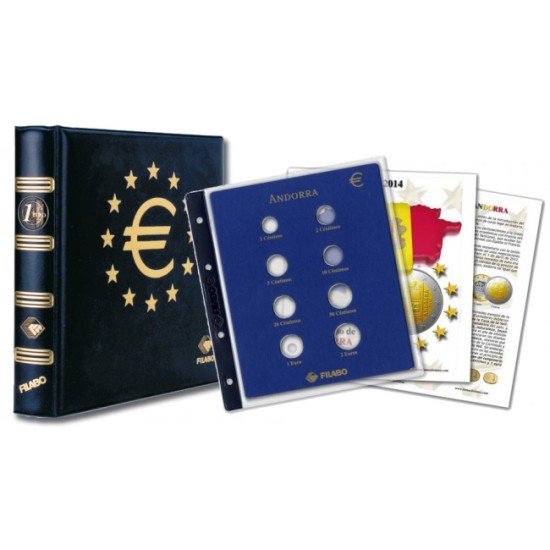 Filabo Álbum Monedas EURO ANDORRA SKAY con 3 hojas y cajetín Filabo