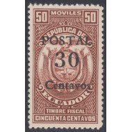Ecuador 409a  1943 Variedad Variety Fiscal MNH