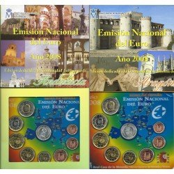 España Spain 2008 2 Carteras Oficicales Euros € Serie Autonomías Andalucía y Aragon + 2 medallas plata escudo España Spain 2008 2 Carteras Oficicales Euros € Serie Autonomías Andalucía y Aragon + 2 medallas plata escudo