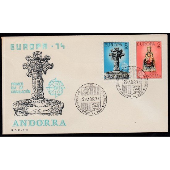 Andorra Española 89/90 1974  Europa SPD Sobre Primer día