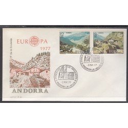 Andorra Española 108/09 1977 Europa SPD Sobre Primer día Andorra Española 108/09 1977 Europa SPD Sobre Primer día
