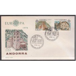 Andorra Española 117/18 1978 Europa SPD Sobre Primer día Andorra Española 117/18 1978 Europa SPD Sobre Primer día