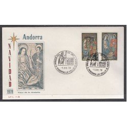 Andorra Española 120/21 1978 Navidad 78 SPD Sobre Primer día Andorra Española 120/21 1978 Navidad 78 SPD Sobre Primer día