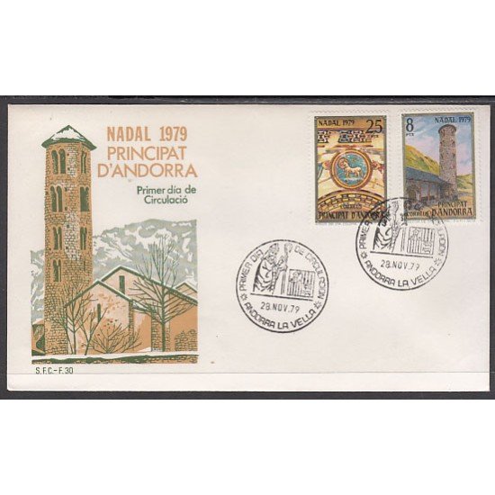 Andorra Española 128/29 1979 Navidad 79 SPD Sobre Primer día Andorra Española 128/29 1979 Navidad 79 SPD Sobre Primer día
